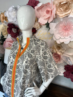 Cream & Gray Paisley Top