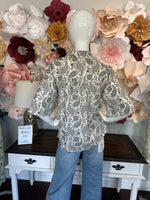 Cream & Gray Paisley Top