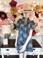 Blue Floral Embroidered Dress