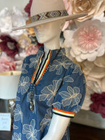 Blue Floral Embroidered Dress