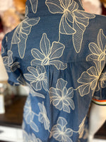 Blue Floral Embroidered Dress