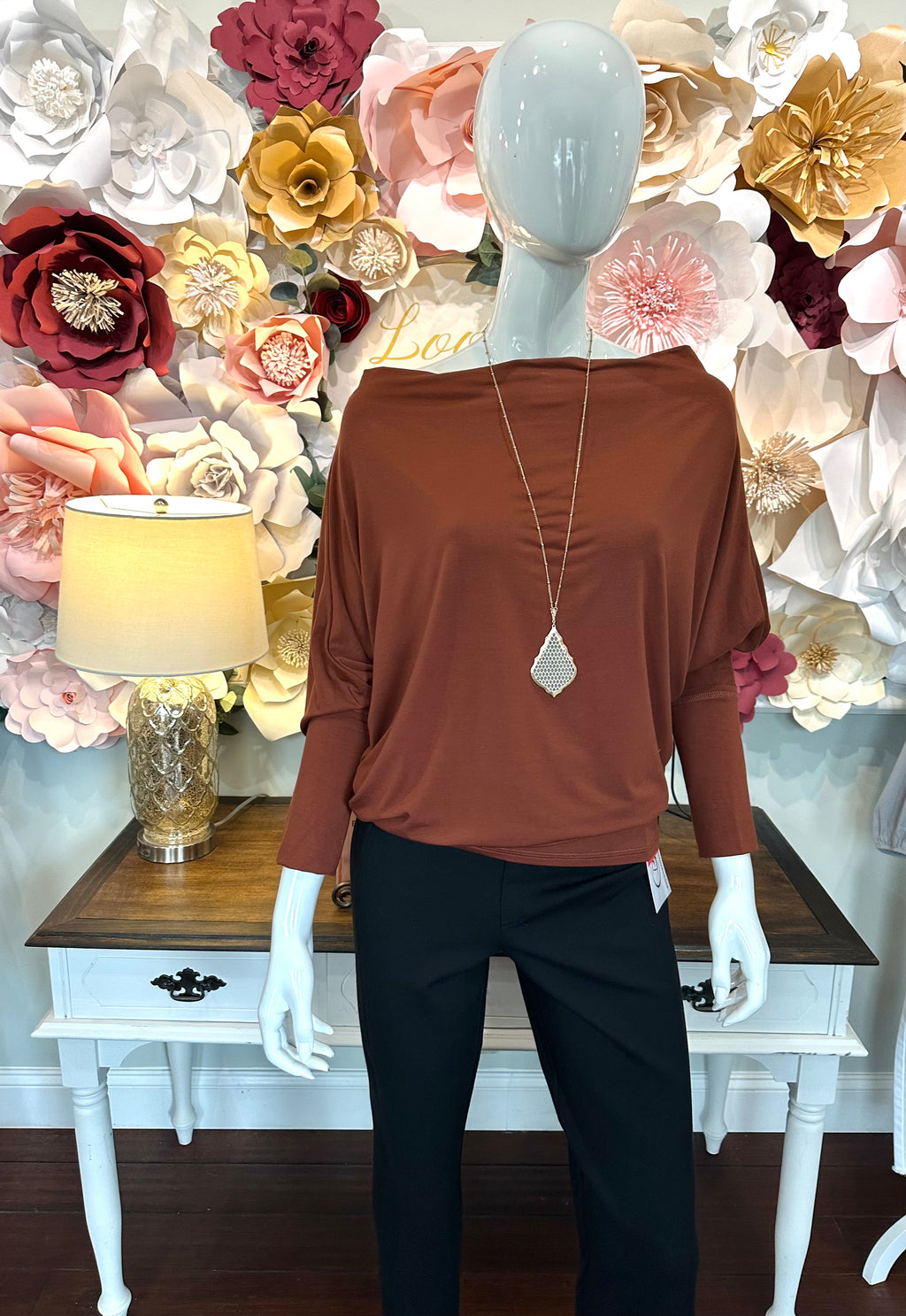 Burnt Orange Off Shoulder L/S