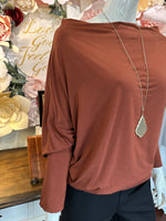 Burnt Orange Off Shoulder L/S