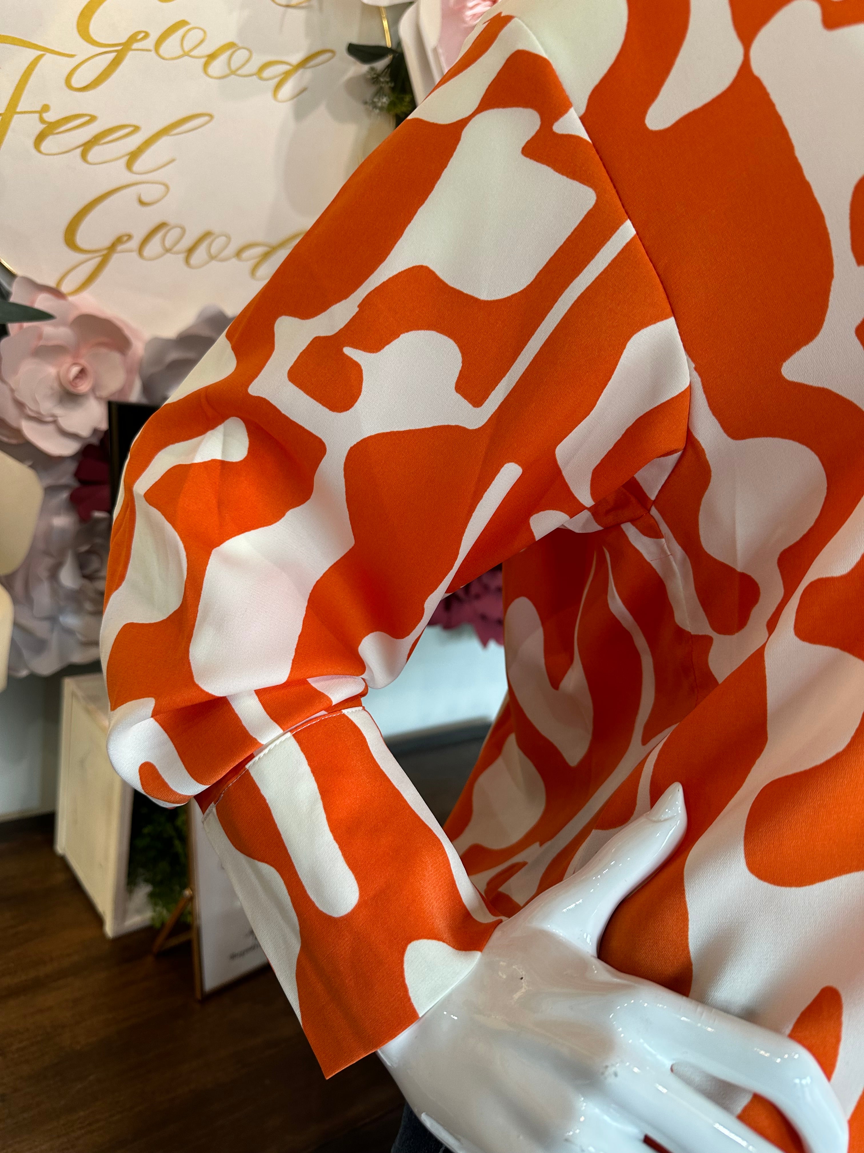 Orange & Cream Printed Top