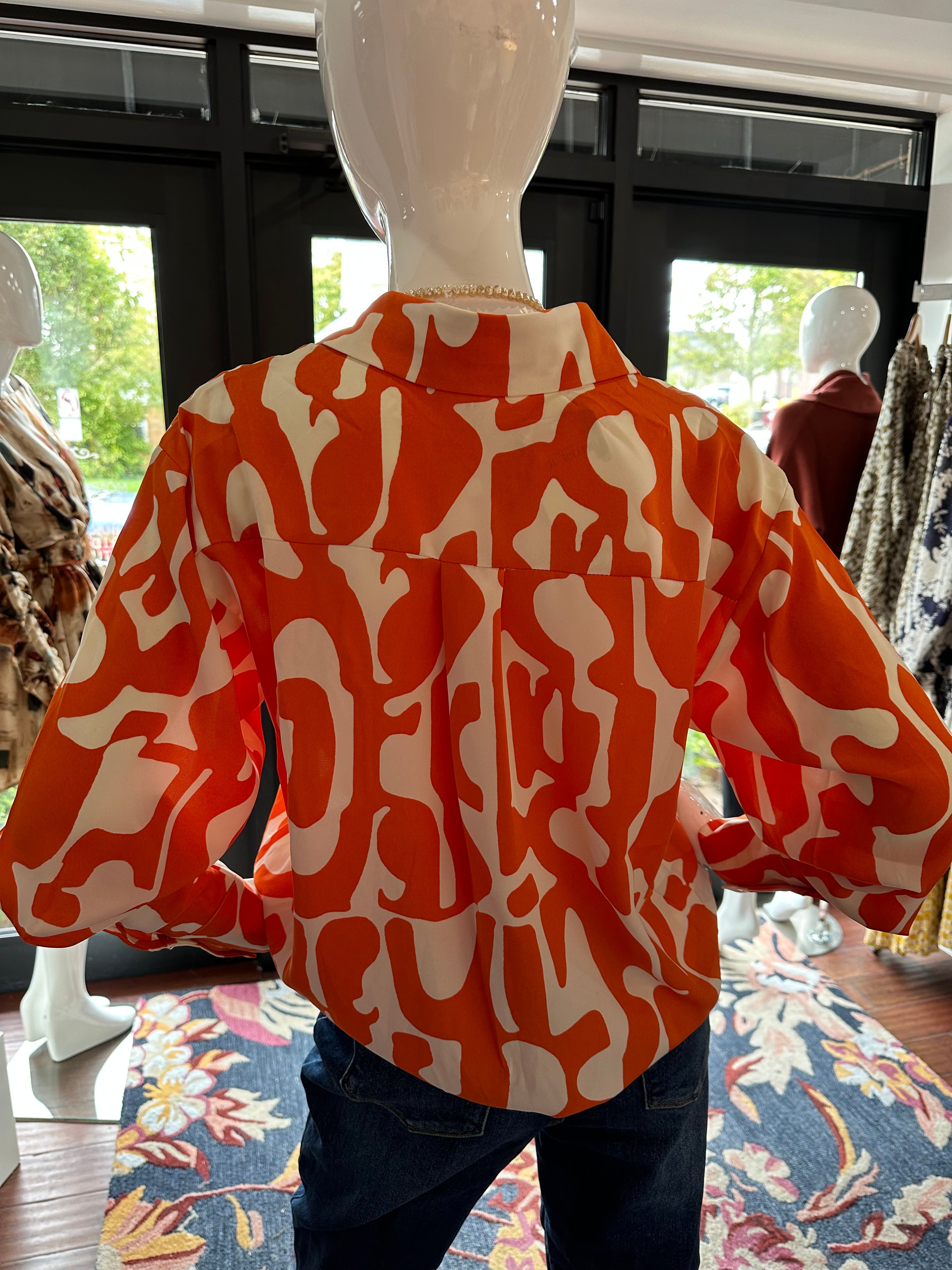 Orange & Cream Printed Top