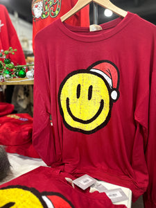 Red L/S Smile with Santa Hat