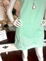 Mint Sleeveless Dress White bottom detail