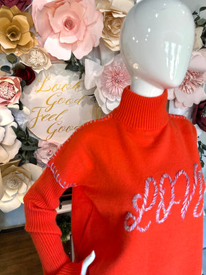 Sunkissed Orange Embroidered Sweater