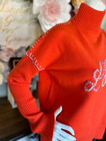 Sunkissed Orange Embroidered Sweater