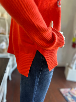Sunkissed Orange Embroidered Sweater