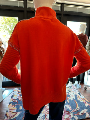 Sunkissed Orange Embroidered Sweater