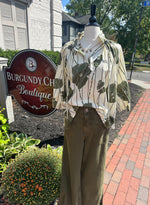 Olive and Cream Printed Top