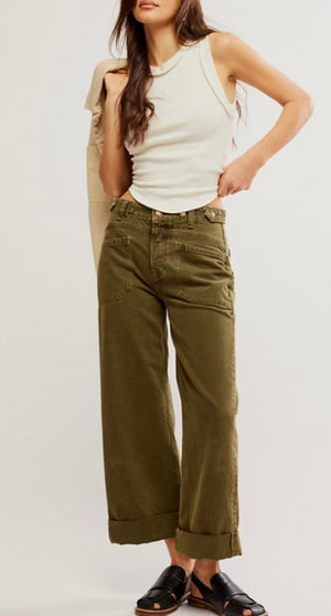 Free People Brand Army Palmer Cuffed jean