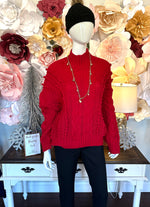 Red Turtleneck Cropped sweater