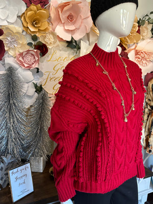 Red Turtleneck Cropped sweater
