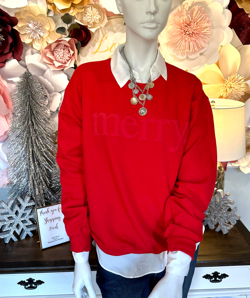 Red Merry Crewneck Fleece