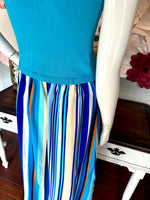 Blue Mock Neck Contrast Dress