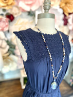 Navy Lace tiered dress