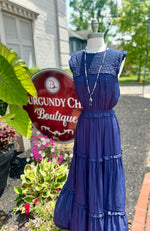 Navy Lace tiered dress
