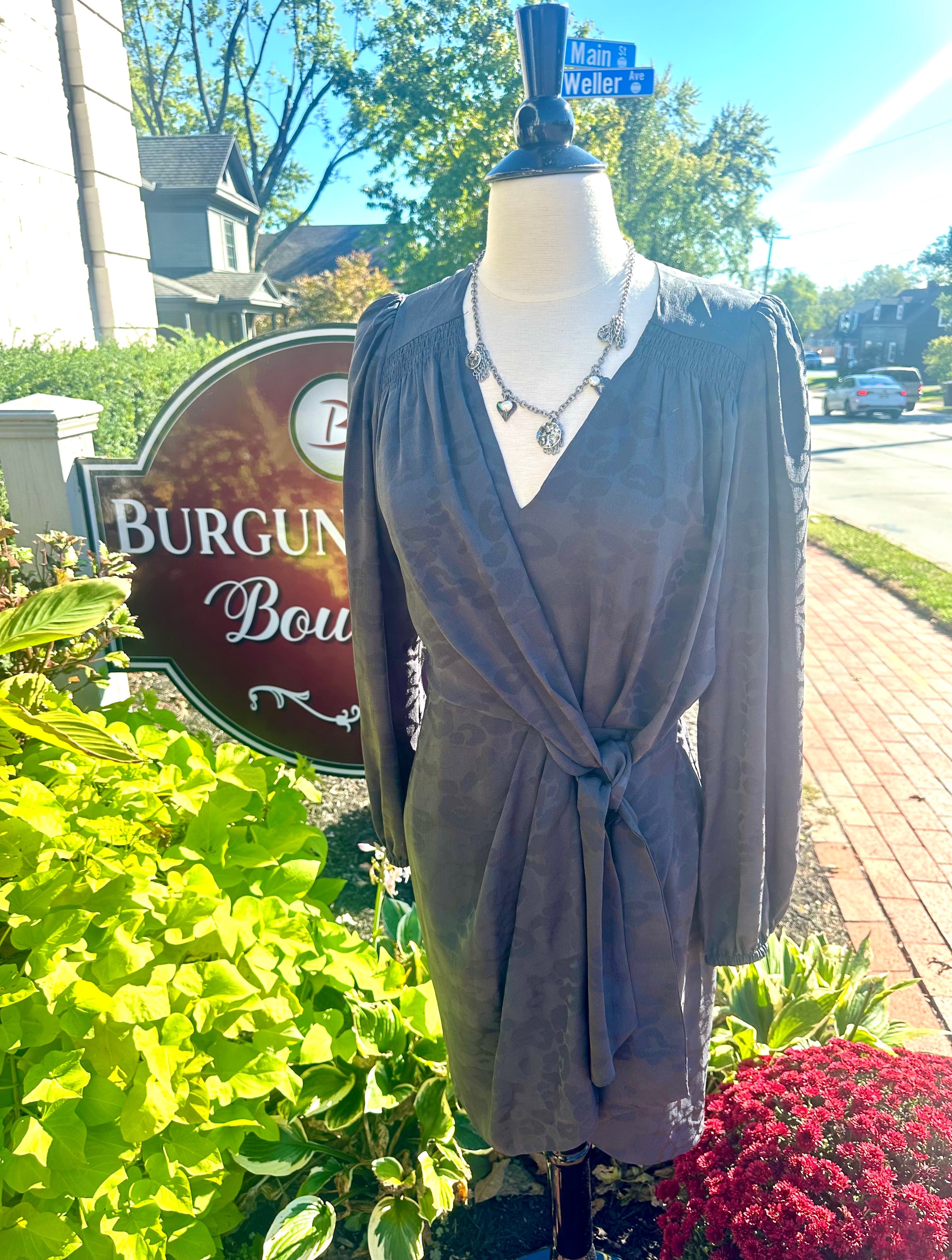 Charcoal V-Neck Dress