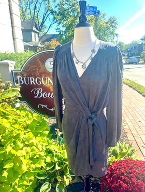 Charcoal V-Neck Dress