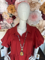 Rust Tiered Dress (XL-2XL)