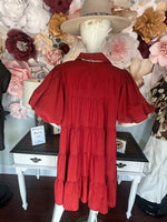 Rust Tiered Dress (XL-2XL)
