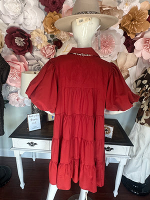 Rust Tiered Dress (XL-2XL)
