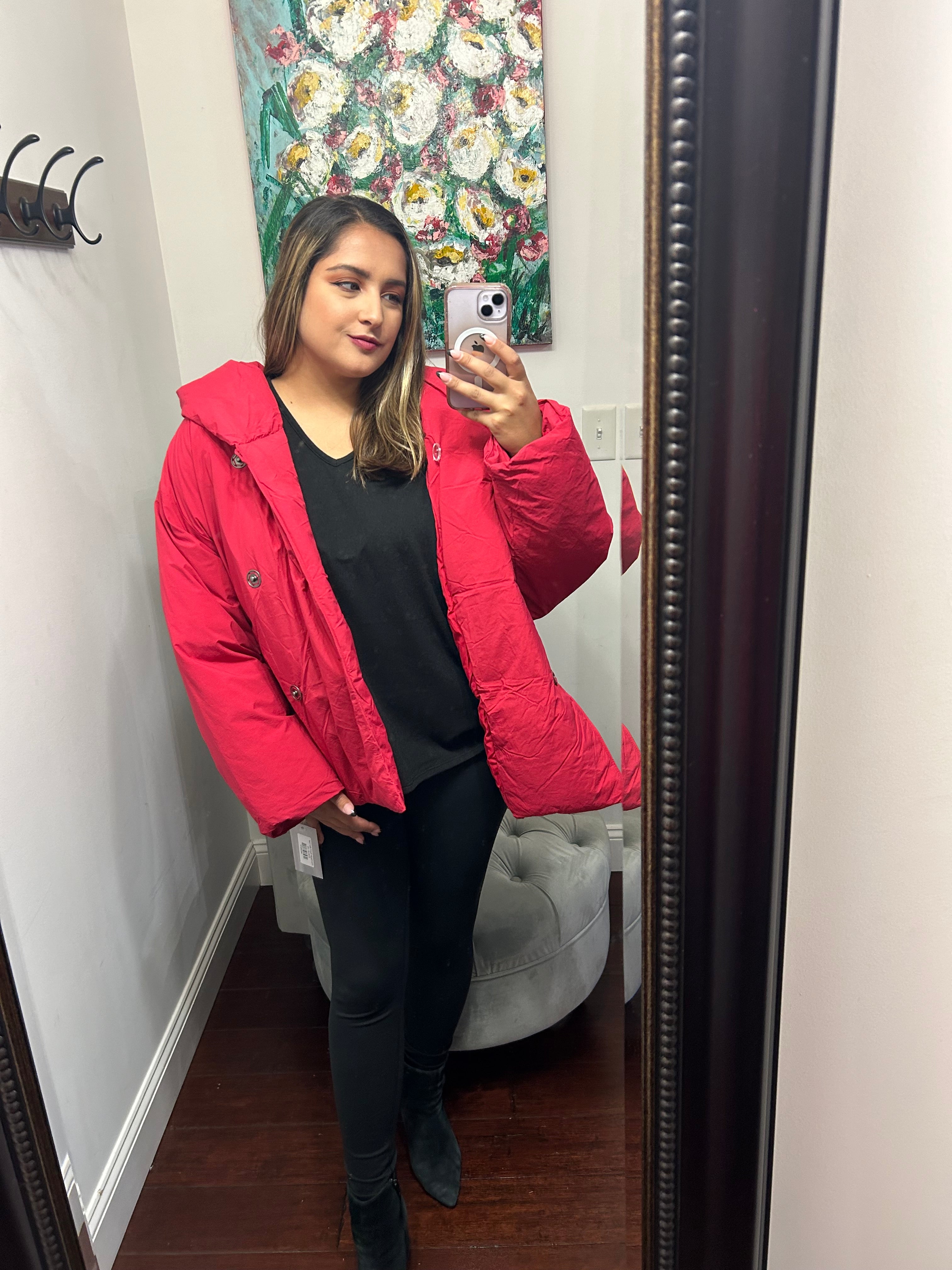 Free People Red Puffer Coat