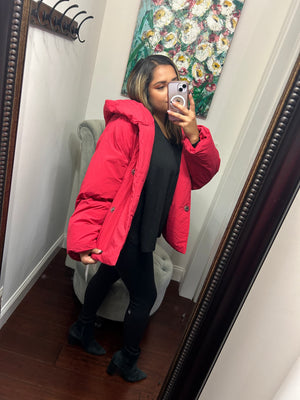 Free People Red Puffer Coat