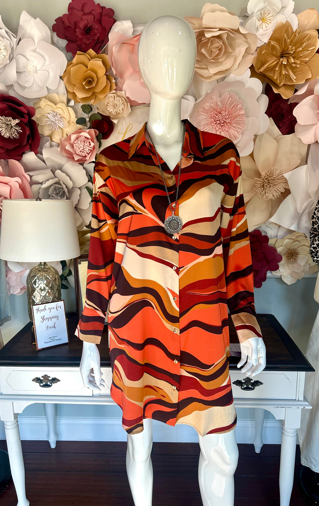 Terracotta Satin Dress