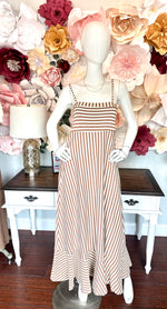 Mocha Striped Sleeveless Maxi Dress
