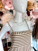 Mocha Striped Sleeveless Maxi Dress