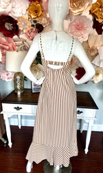 Mocha Striped Sleeveless Maxi Dress