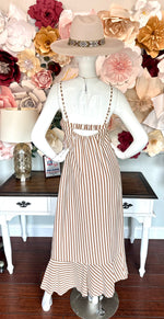 Mocha Striped Sleeveless Maxi Dress