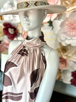Halter Satin Floral Maxi Dress