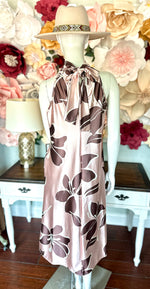 Halter Satin Floral Maxi Dress