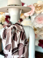 Halter Satin Floral Maxi Dress