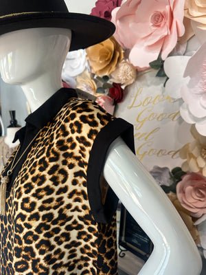 Animal Print dress with Black Collar
