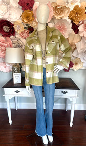 Green, Tan, Cream Plaid Shacket