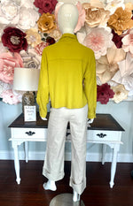 Chartreuse Waffle Knit Collared Shacket