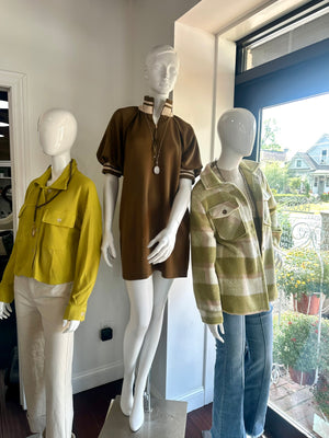 Chartreuse Waffle Knit Collared Shacket