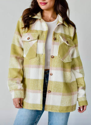 Green, Tan, Cream Plaid Shacket