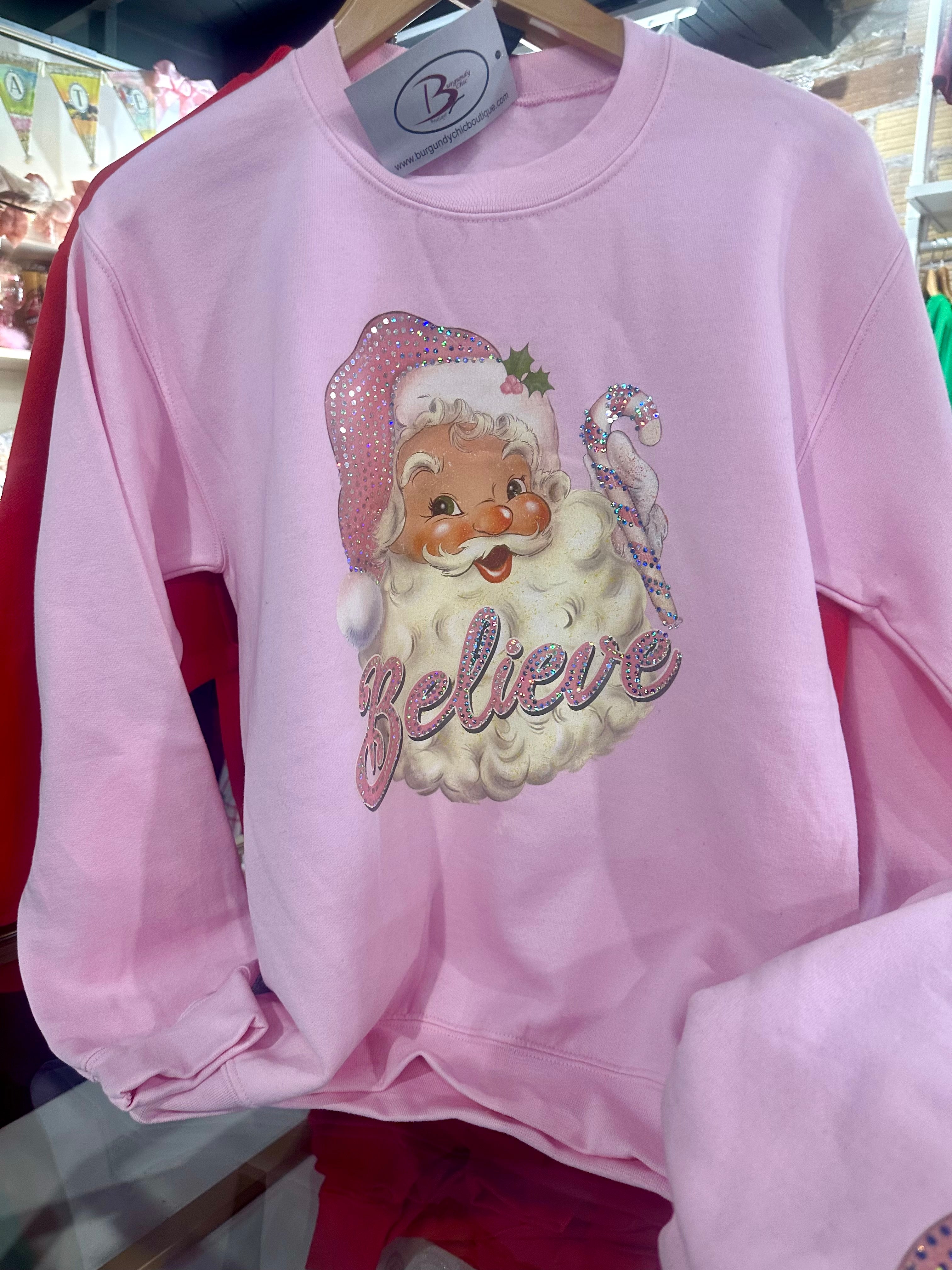 Spangle Pink Santa Believe