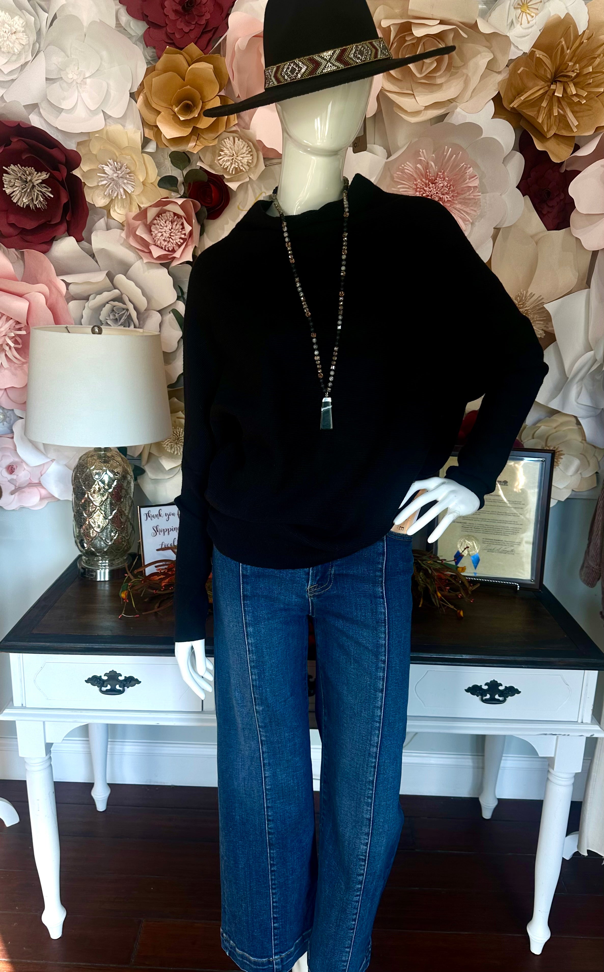 Black Cozy Oversized Pullover