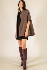 Mocha 3/4 Sleeve Button Jacket
