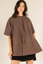 Mocha 3/4 Sleeve Button Jacket