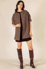Mocha 3/4 Sleeve Button Jacket