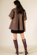 Mocha 3/4 Sleeve Button Jacket
