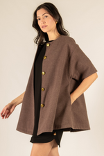 Mocha 3/4 Sleeve Button Jacket